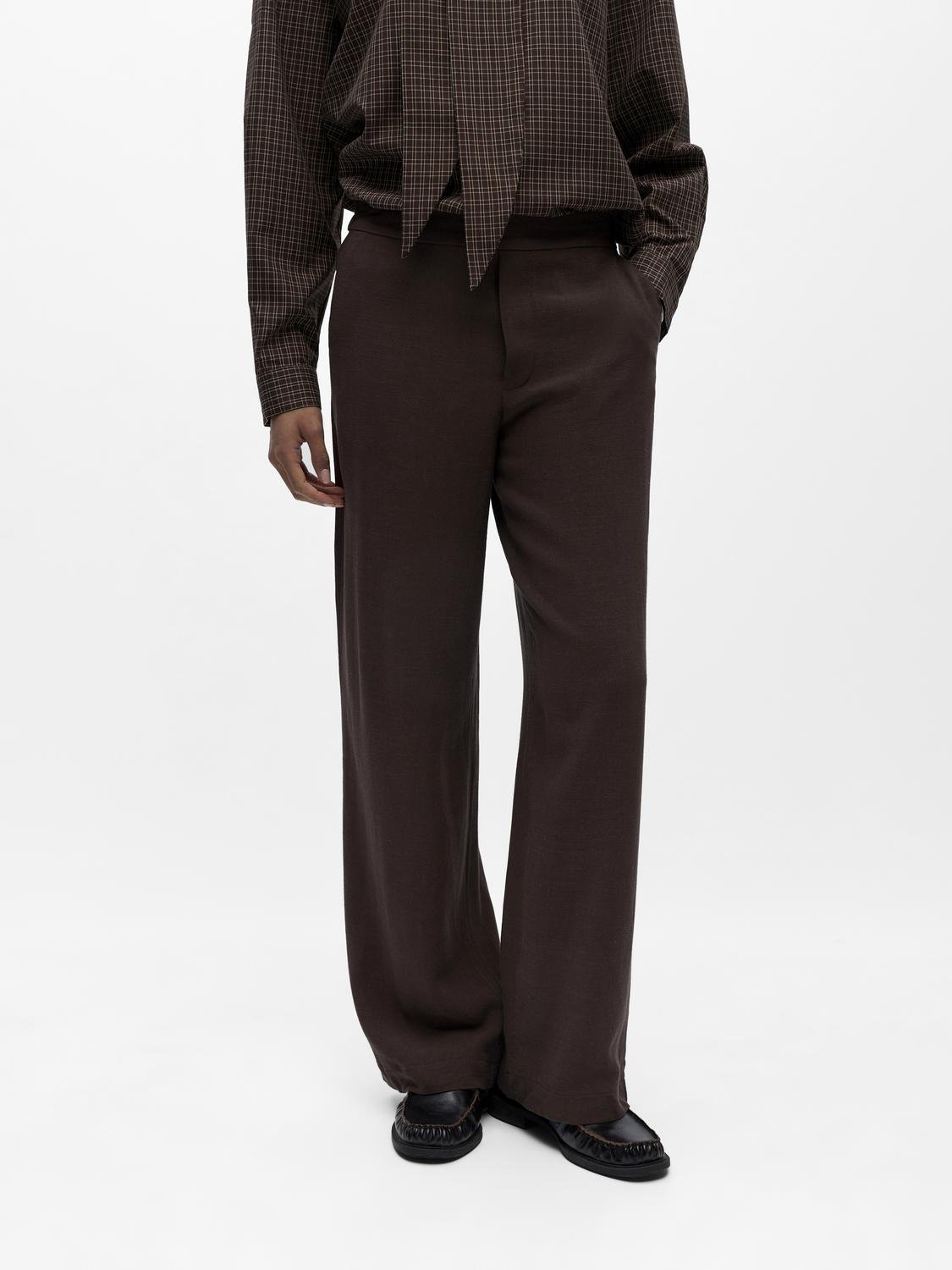 OBJSANNE Trousers - Seal Brown - VERO MODA & VILA Bergvik